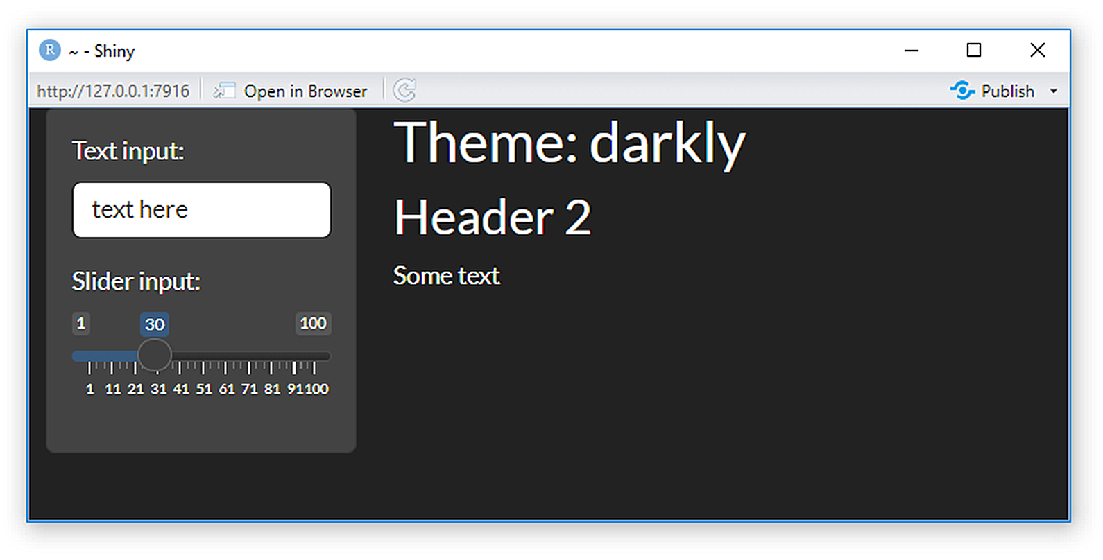 A *shiny* app using the `darkly` bootswatch from Bootstrap.